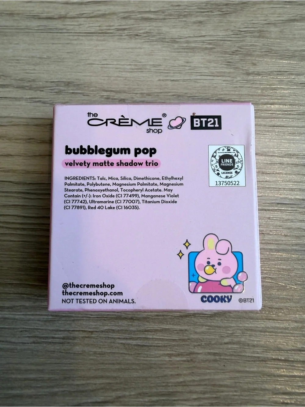 The Crème Shop x BT21 Cooky Bubblegum Pop Matte Eyeshadow Trio New